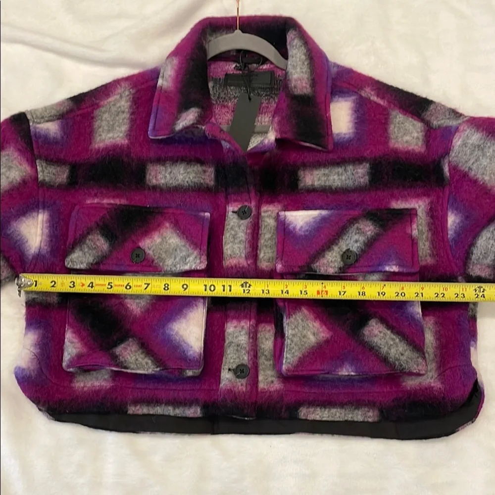 Blank NYC Stylish Plaid Jacket in Purple and Black nwot